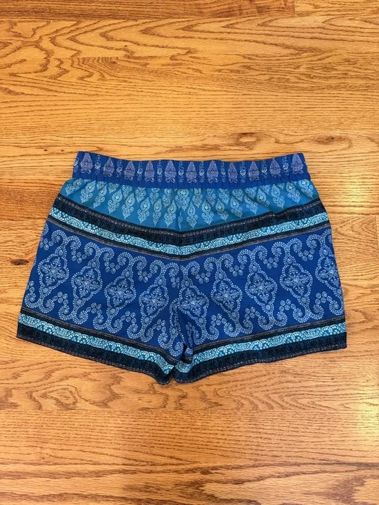 LOFT Blue Paisley-Print Flowy Shorts - Picture 3 of 6
